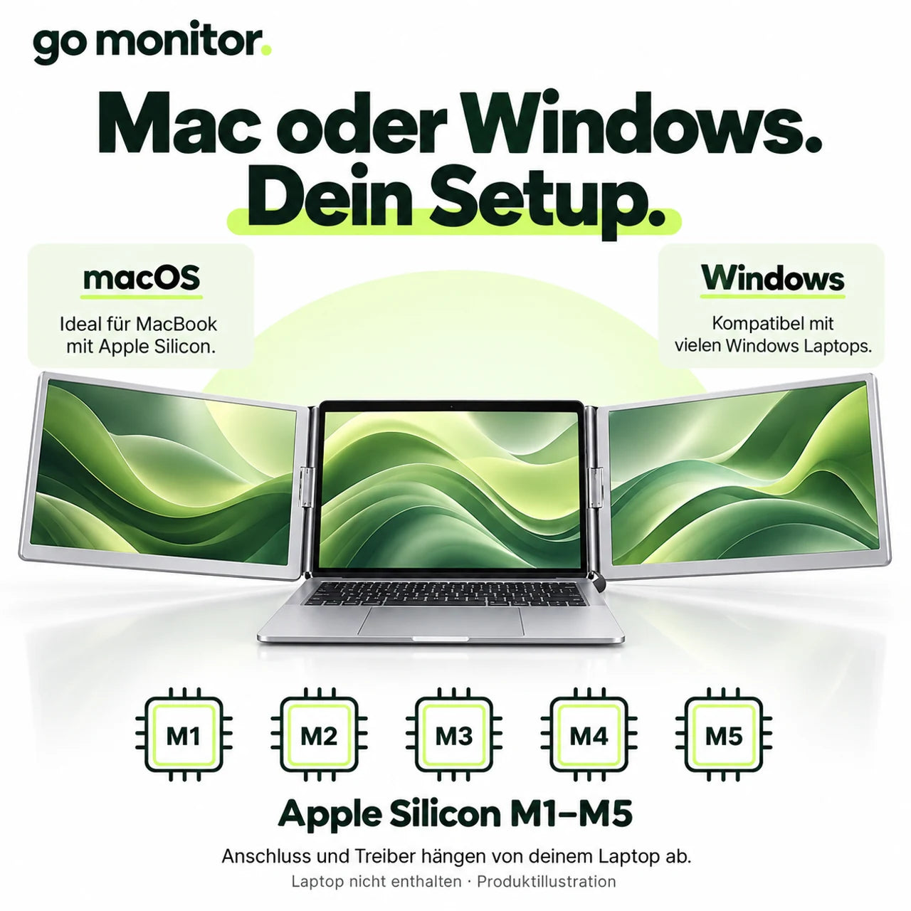 Go Monitor für MacBooks mit M1–M5 und Windows-Laptops